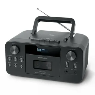 MUSE Tragbares DAB+ Radio mit Bluetooth CD-Player, Kassettenspieler, UKW, Kopfhörer-Eingang, AUX-In, LCD Display, Musik-Streaming, Schwarz (M-182DB)