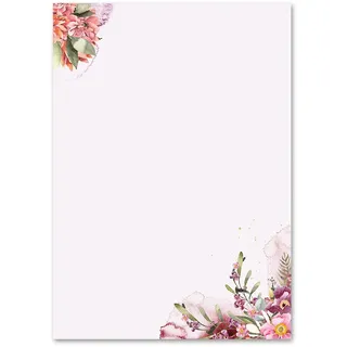 100 Blatt Briefpapier Blumen & Blüten BLÜTENZEIT - DIN A6 Format - Paper-Media