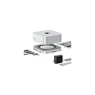 40G Mac mini M4 Dock & Stand mit 8T NVMe SSD-Gehäuse, 11-in-1 USB 4 Mac mini Hub mit 2X USB-A 3.2 10 Gbit/s, USB-C 3.2 10 Gbit/s, SD/TF 4.0, 65-W-Netzteil, 8K DP-Videoanschluss, 3,5-mm-Audioanschluss