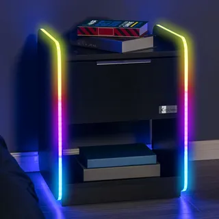 X Rocker Electra Nachttisch - Gaming Nachtschrank mit RGB-Beleuchtung, App-Steuerung & Wireless Charging
