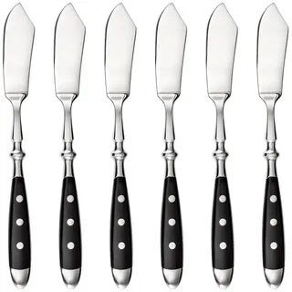 Gräwe Fischmesser, 6-teilig, geschmiedetes Besteck, schwarz, schwere Qualität - Serie Nürnberg