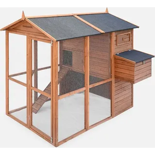 sweeek Hühnerstall Cotentine 6 / 8 Hühner  cm Holzfarben