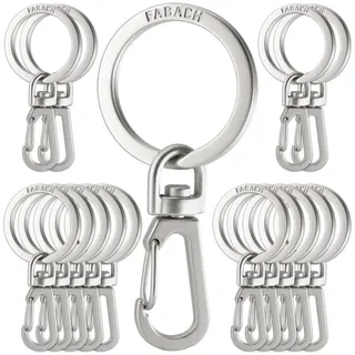 FABACH Karabiner Schlüsselanhänger mit drehbarem Schlüsselring - Kleine abnehmbare Karabinerhaken Schlüsselringe - Stabile Mini Schlüssel Karabiner Haken als Schlüsselhalter und zum Basteln