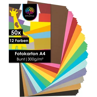 OfficeTree Fotokarton 12 Farben A4 300g