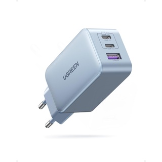 UGREEN Nexode USB C Ladegerät 65W USB C Netzteil 3-Port GaN PD Charger PPS kompatibel mit MacBook Pro/Air, iPhone 16 Pro Max/16 Pro/15 Pro Max/15 Pro, iPad Pro, Galaxy S24 Ultra/S23/S22(Blau)