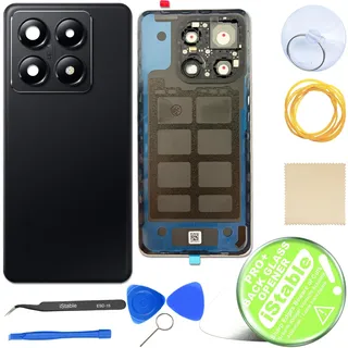 iStable Akkudeckel Set für Xiaomi 14T Pro Rückseite Glas mit Kamera Linse Deckel Backcover Schwarz