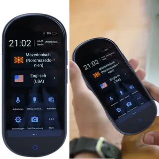 casativo Echtzeit-Übersetzer: 137 Sprachen, Sofort-Übersetzung, Text- & Sprachfunktion, Währungsrechner, grosses Display, schwarzes Design