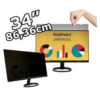 VistaProtect Blickschutzfilter Premium, VISTA340M, für 34 Zoll / 21:9 Monitore, mit Blaulichtfilter