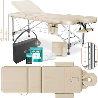 Kesser KESSER® Massageliege klappbar höhenverstellbar Mobile Massagebett Massagetisch Kosmetikliege Breit Therapieliege Aluminium + 10x Gesichtsauflage mit Kopfstütze Armlehnen & Tasche