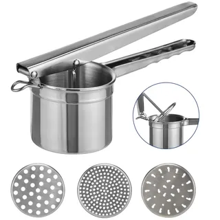 Gravidus Edelstahl Kartoffelpresse Spätzlepresse 3 Locheinsätze