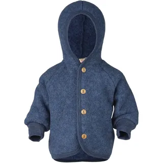 Engel Naturtextilien Engel Baby Jacke mit Kapuze Wollfleece, 74-80/74/80, blau Melange 74/80