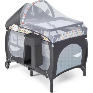 Costway - 5 in 1 Babybett, tragbares Beistellbett Reisebett mit faltbaren Matratze, Wickeltisch, Baldachin, Spielbogen & Spieluhr, Stubenwagen mit