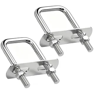 Qiantull 2 Stück Bügelschraube Quadratische U-Bolzen U-Schrauben Bügelschelle 304 Edelstahl U-Bügel Bügelbolzen mit Muttern Rahmenplatte Bügelschrauben für Rohr Befestigung M8 x 60 x 60