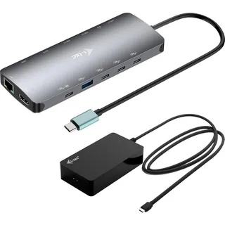 iTEC i-tec USB-C Metal Nano Dock - 2x HDMI, 4x USB-C (10Gbps), 1x USB-A (10Gbps), 2x USB-A 2.0, Audio, SD/TF, LAN 1 Gbps, PD 3.1 (140W) inkl. Netzteil