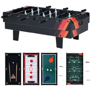COSTWAY Mini-Tischkicker 4 in 1 Billardtisch, Air Hockeytisch, 81 x 43 x 30,5cm, Holz schwarz