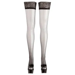 Cottelli LEGWEAR Halterlose Strümpfe mit Spitzenabschluss, schwarz, XS