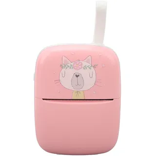 Tragbarer Minidrucker, Schnelle Verbindung für die Meisten Smartphones, Mehrere Funktionen mit Einem klick, Drucken Falscher Fragen, Umweltfreundlicher Thermodruck (Rosa)