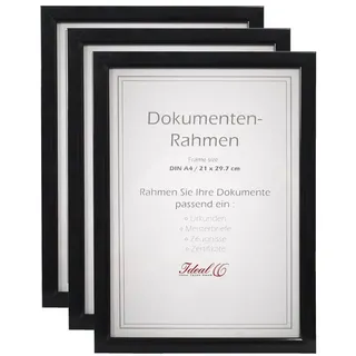 Ideal Trend 2er 3er 5er 10er Pack Dokument Bilderrahmen 21x29,7 DIN A4 Urkunde Foto Rahmen: Farbe: 3er Pack Schwarz