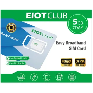 EIOTLCUB Daten SIM Karte, für 33 Länder in Europa & UK, 5GB | 7 Tage, Prepaid SIM ohne Vertrag, 5G/4G LTE, Aufladbar, für Tablets, Handys, Routers(Keine SMS, Nur Daten)