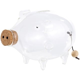 Carlo Milano Spardose Glas groß: Deko XL Sparschwein aus Glas, 21 cm (Sparschwein groß, Sparschwein Glas groß, Geburtstag)