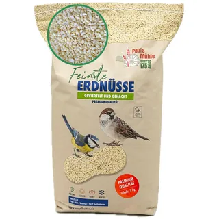 Paul ́s Mühle - 5kg Erdnüsse gehackt für Vögel & Wildvögel Neue Ernte 2026 | Erdnusskerne & Erdnussbruch schalenfrei, geviertelt - Vogelfutter & Wildvogelfutter ganzjährig blanchiert für Futterstelle