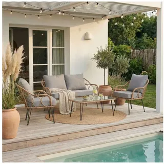IDIMEX Gartenlounge-Set CAIRO, Gartenmöbel Lounge-Set Balkonmöbel Rattan braun grau braun|schwarz