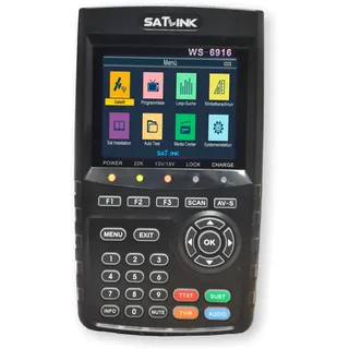 Satelliten Messgerät I Sat Finder für DVB-S/S2 & Unicable I Digitales Messgerät mit 3,5" TFT LCD Display & Tonsignal I inkl. Steckernetzteil, AV-Adapterkabel & Nylonschutztasche