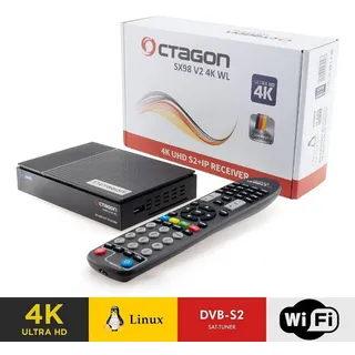 Octagon SX98 V2 4K WL UHD S2+IP 1x DVB-S2 Sat Receiver, 5G Wi-Fi, 1GB RAM, 8GB Flash