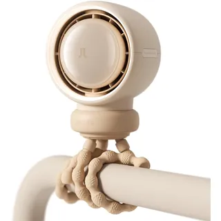 JISULIFE Kinderwagen Ventilator Tragbar, Kleiner Batteriebetriebener Ventilator mit 5 Geschwindigkeiten, Luftreinigungs- und Luftverbesserungstechnologie, Flügellos, Lebensmittelecht – Braun