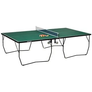 sportnow Tischtennisplatte Klappbar Tischtennistsich inklusive Tischtennisnetz, Rollen, 2 Tischtennisschlägern und 3 Bällen, Stahl, Grün, B/H/L: ca. 152,5x76x274 cm Grün