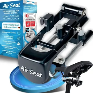 Air Seat Sattelfederung Fahrrad - Sattelstütze gefedert - Das Original - Fahrradsattel mit Federung schont Wirbelsäule - Fahrradsattel Federung 100% Comfort - Fahrrad Zubehör gefederte Sattelstütze S
