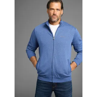 MAN'S WORLD MAN'S WORLD, Herren, Gr. 4XL (68/70), blau (blau, melange), angeraute Sweatware, Obermaterial: 60% Baumwolle, 40% Polyester, meliert, Basic, regular fit, hoch geschlossener Ausschnitt, Sweatjacken Sweatjacke, Stehkragen und dezentem Logodruck