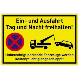 König Werbeanlagen Schild Ein- und Ausfahrt 30 x 20 cm Gelb