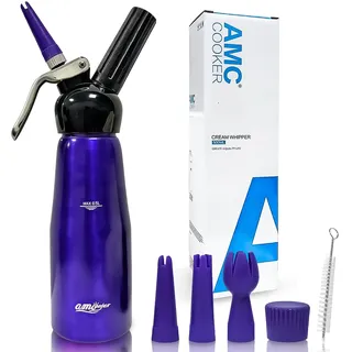Sahnespender, Sahnesyphon, Sahnespender 500ml, Espuma Flasche, Schlagsahnebereiter Sprühsahne Sahnekapseln Sahnesiphon inkl. 3 Garniertüllen 1 Reinigungbürste, Sahnespender für Sahne,Dessert Herzhafte