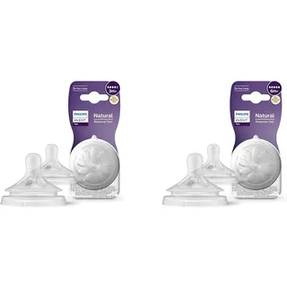 Philips Avent Natural Response Sauger & Avent Natural Response Sauger – 2x Sauger für Babyflaschen mit Durchflussstärke 5, für Babys ab 6 Monaten, BPA-frei (Modell SCY965/02)