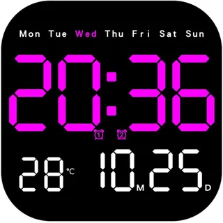 SUIOPPYUW Wanduhr für Wohnzimmerdekoration mit genauer Zeitmessung und Temperaturanzeige, elektronische Tischuhr, Rot