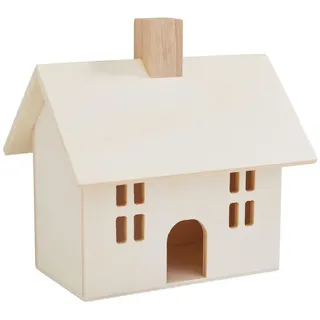 VBS Dekoobjekt Deko Holzhaus, 14x14x10,5cm beige