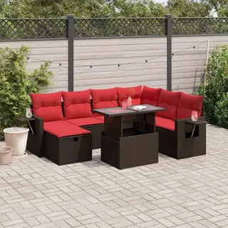 vidaXL Garten-Lounge-Set 8-tlg. braun Polyrattan