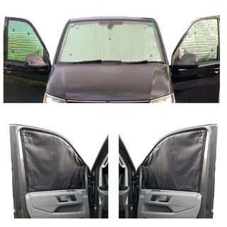 Thermomatten-Set für Ford Grand Tourneo Connect (Baujahr 2013 -Date) Frontset mit Ausschnitt für Rückspiegel Ideal für alle Jahreszeiten geeignet