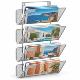 Relaxdays Zeitschriftenhalter Metall, Wandmontage silber