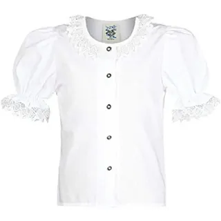 Isar-Trachten Mädchen Mädchen Trachten-Bluse mit Spitze Weiss, WEIß, 164 - 164
