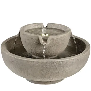 MARELIDA LED Solar Brunnen runder Zierbrunnen Springbrunnen D: 43cm