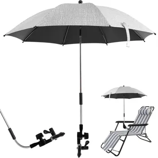 Alongen Sonnenschirm für Kinderwagen, Universal, UV-Schutz 50+, Sonnenschirm für Kinderwagen, mit verstellbarer Klammer und verstellbarem Arm, Durchmesser 75/82 cm, für Kinderwagen, Außenbereich - 82CM