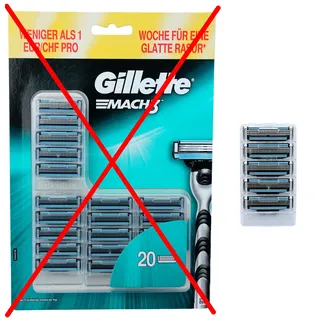 5 Gillette Mach3 Rasierklingen im tKH ohne Umverpackung / 5x Mach 3 Klingen