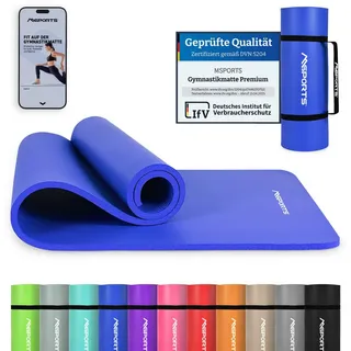 Msports Gymnastikmatte Premium inkl. Tragegurt + + Workout App I Hautfreundliche Fitnessmatte, 190 x 80 x 1,5 cm - Lindengrün - Phthalatfreie Yogamatte