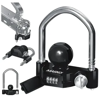 Masko MASKO® Anhängerschloss Zahlenschloss mit 4 Stellig Code für gängige Anhängerkupplung Anhängerkugelsperrkupplung einfache Montage Diebstahlschutz Wohnwagen Anhänger Abschleppsperre Stahlbügel