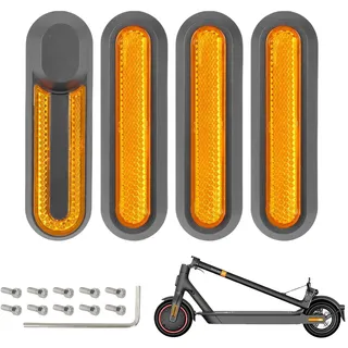 Diyxisk Scooter Reflektor Gelb 4 Stücke Electric Scooter Reflektor | Dauerhaft Zubehör e Abnehmbar Reflector Geeignet für Xiaomi M365/Pro/Pro2/1S Elektroroller