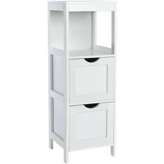 Svita Lintu Badregal Standregal Badezimmerschrank Schubladen Holzoptik Weiß