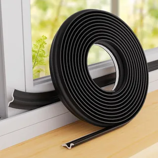 Fensterdichtung Dichtungsband Türdichtung Selbstklebend Zugluftstopper für Türen Fenster,Schaumstoff Abdichtung Fenster Zugluft Dichtung Türrahmen Fensterrahmen Isolierung Winter(Schwarz,5M)