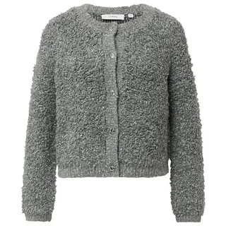 Comma, Comma Strickcardigan aus Bouclégarn mit Knopfleiste, Anthrazit, 40